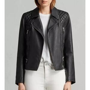 All Saints Kelham Leather Biker Jacket Black - 4